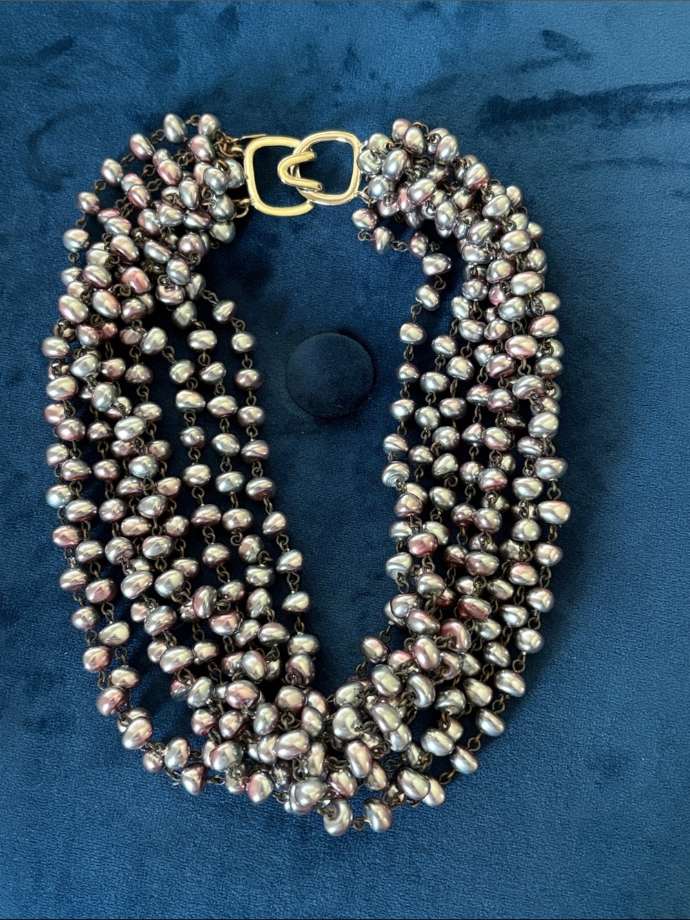 Kenneth Lane Multi-Strand Iridescent Pearl Statement Necklace 17”